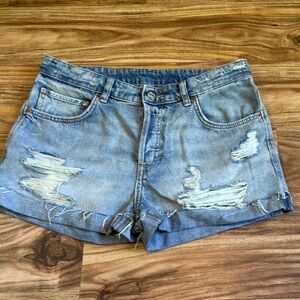 H&M Blue Distressed Jean Shorts